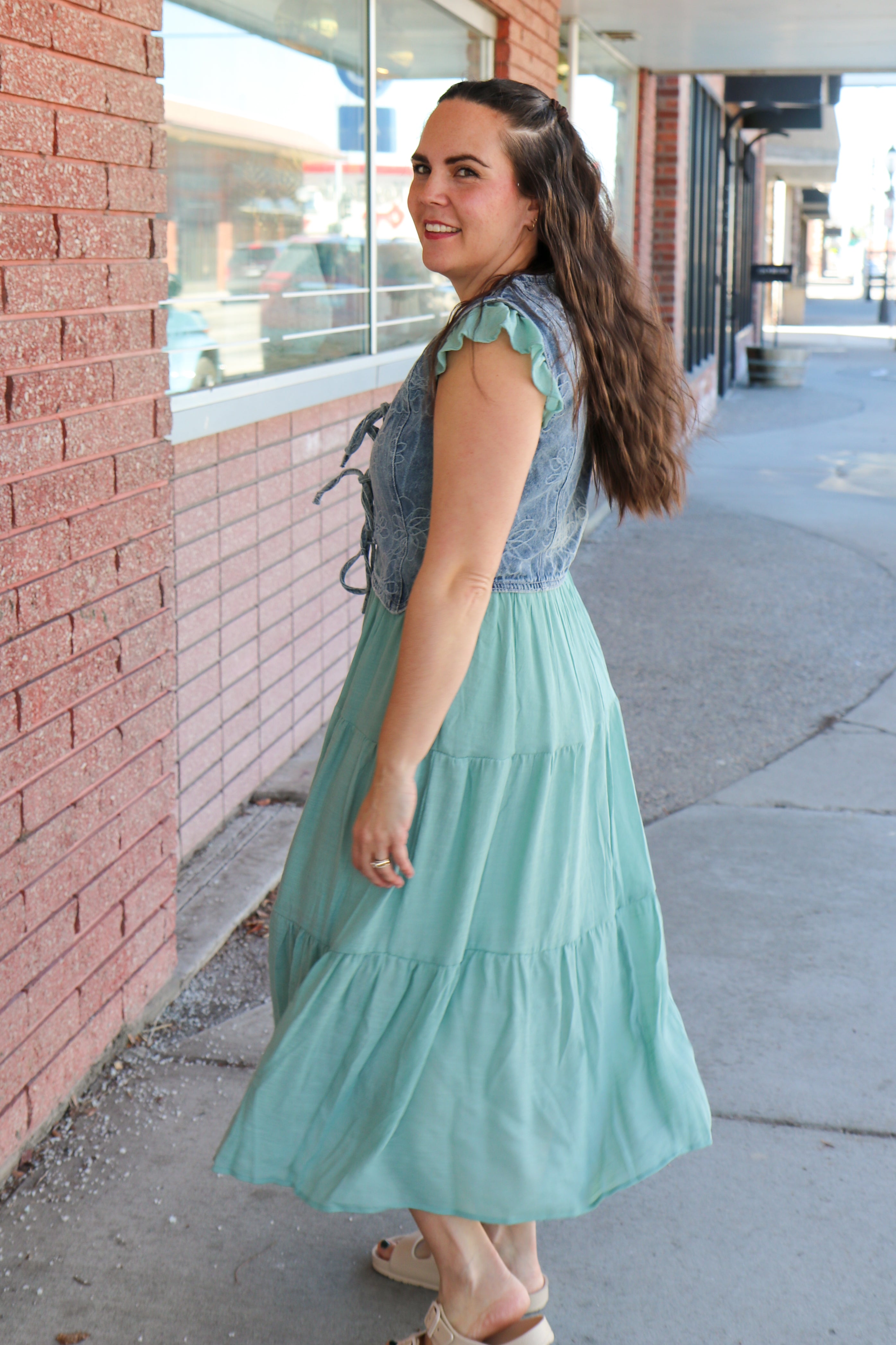 Smocked Tiered Midi Dress Midi Dress Blu Pepper- Tilden Co.