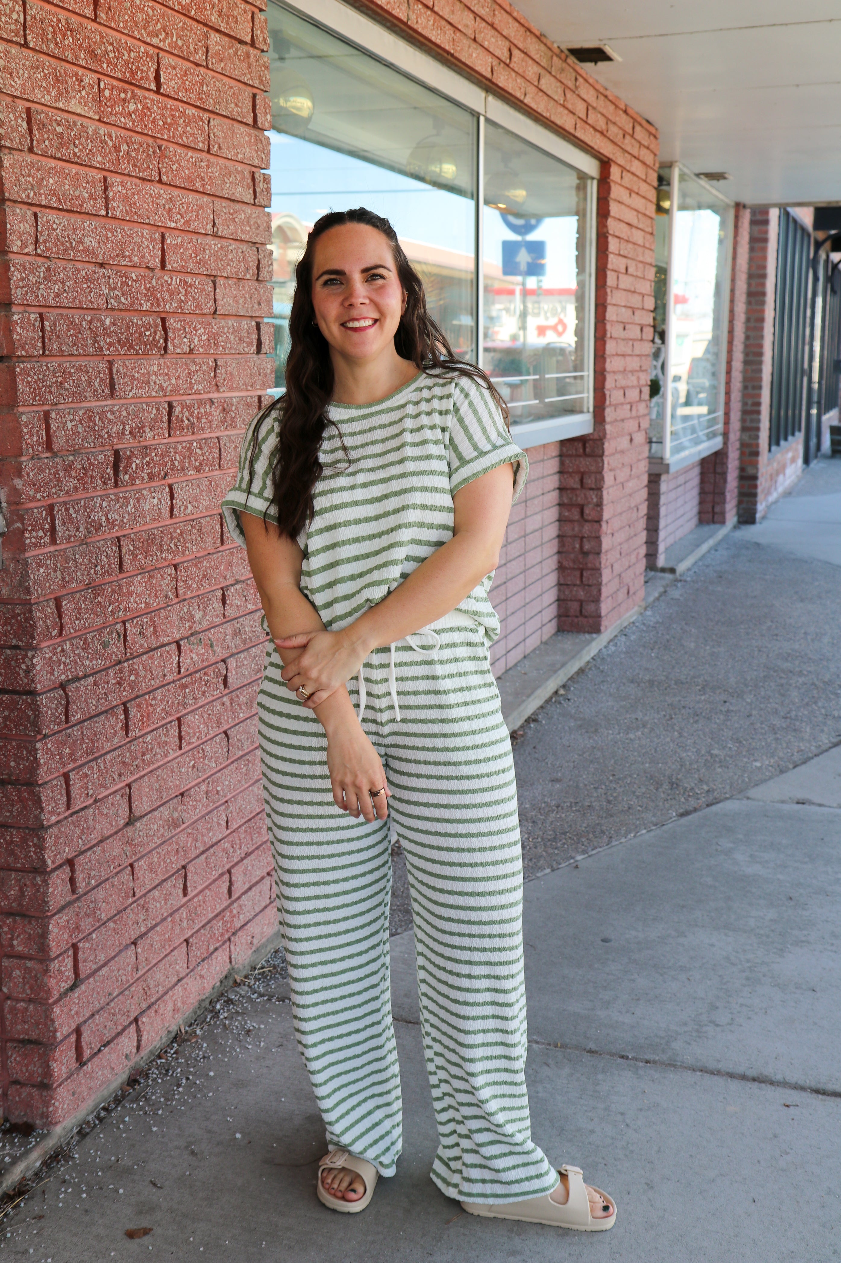Textured Stripe Lounge Tee Shirts & Tops Blu Pepper- Tilden Co.
