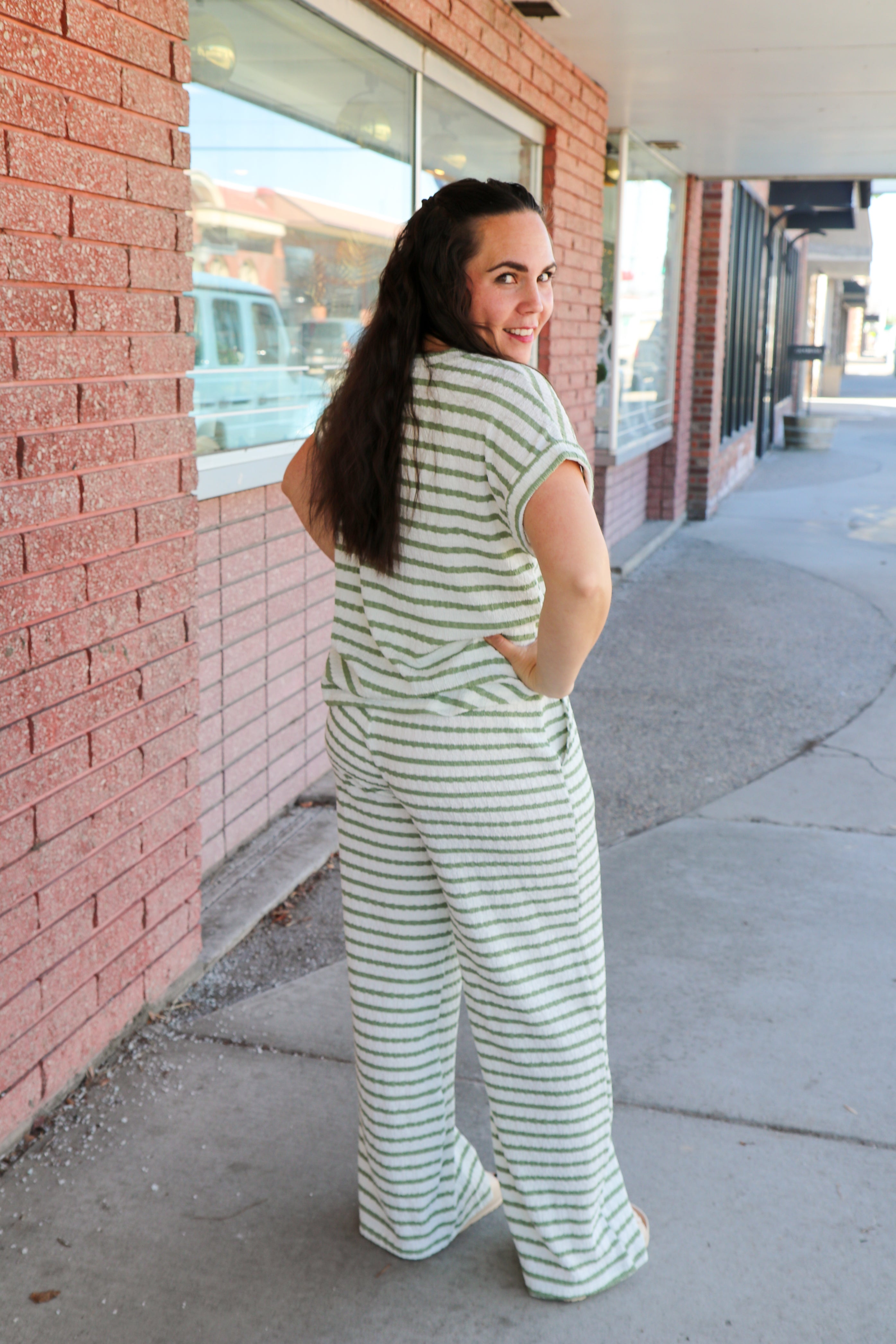 Textured Stripe Wide Leg Lounge Pants Lounge Pants Blu Pepper- Tilden Co.