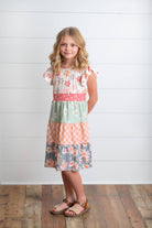 Girl's Daisy Check Tiered Dress 3/4 3/4 Girl's Dress Adorable Sweetness- Tilden Co.
