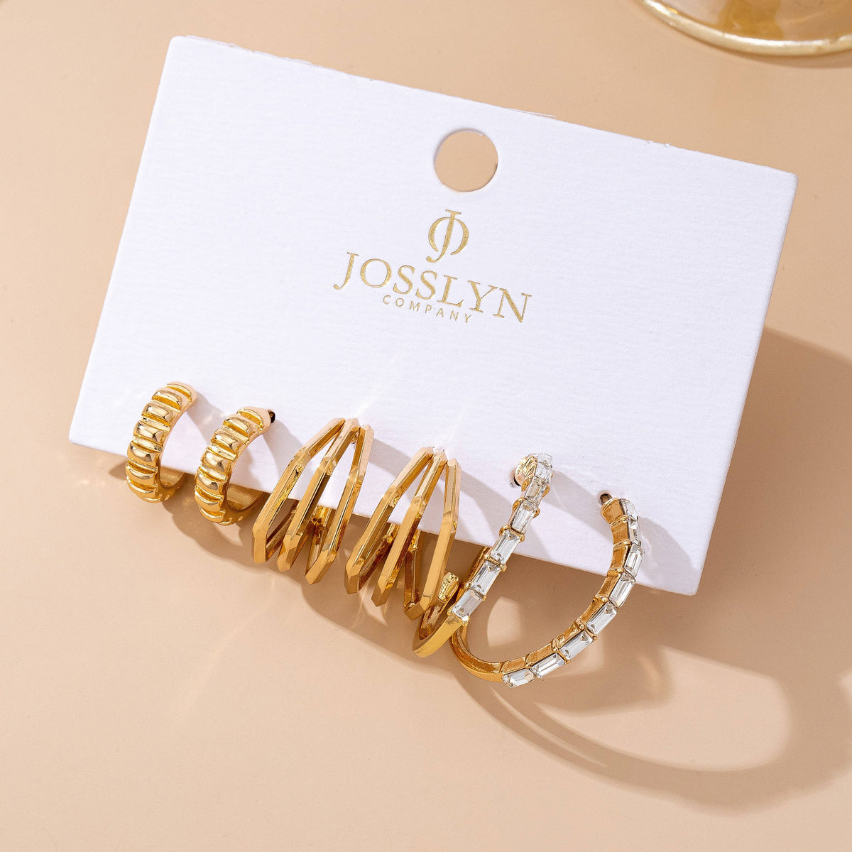 Baguette Geo Hoop Trio Earrings | 80E61782 JOSSLYN by wall to wall- Tilden Co.