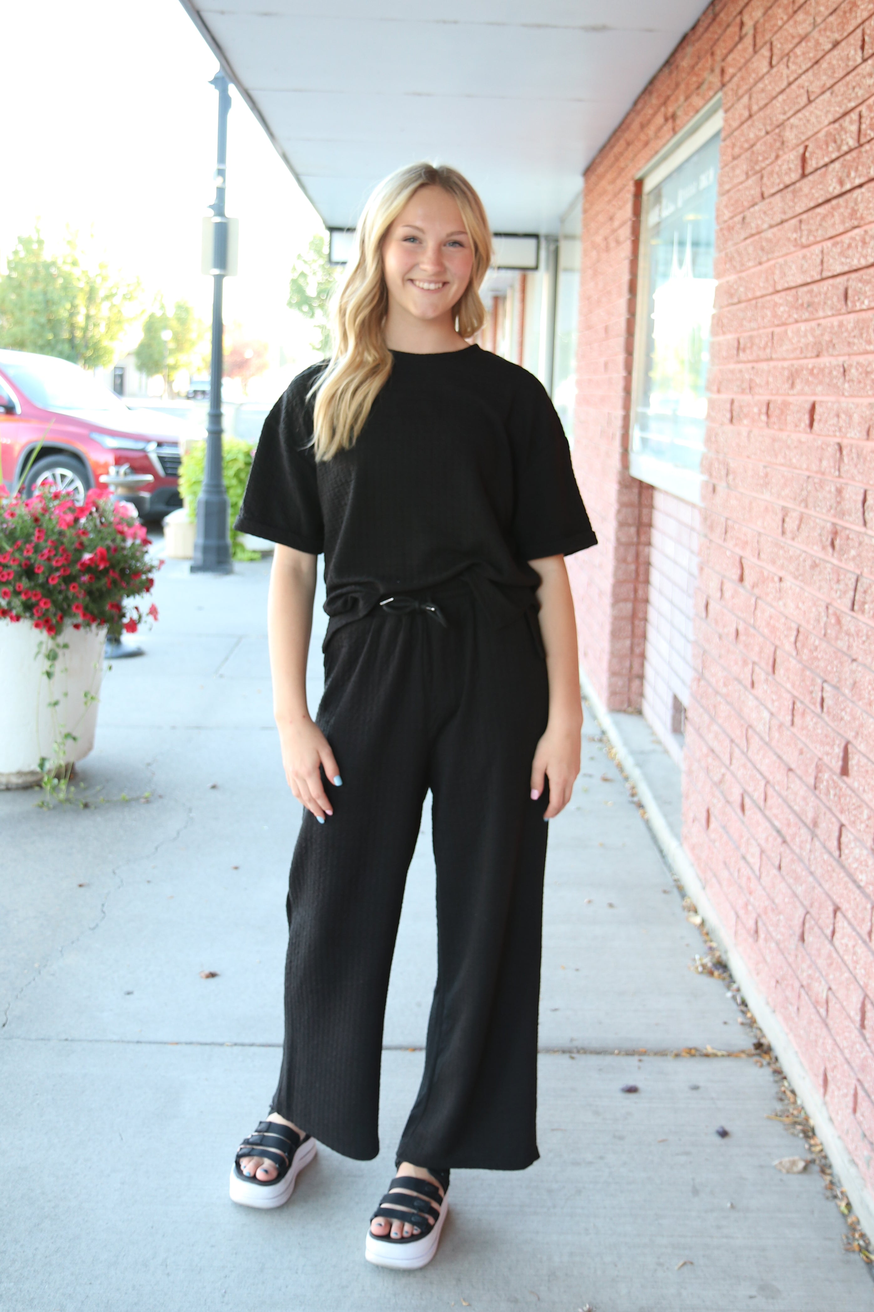 Textured Knit Top in Black    Sweater Mikarose- Tilden Co.