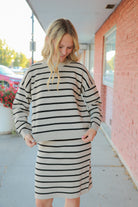 Striped Knit Sweater in Latte    Sweater Mikarose- Tilden Co.