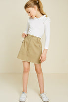 Girls Ribbed Ruffle Mock Neck Top    Shirts & Tops Hayden LA- Tilden Co.