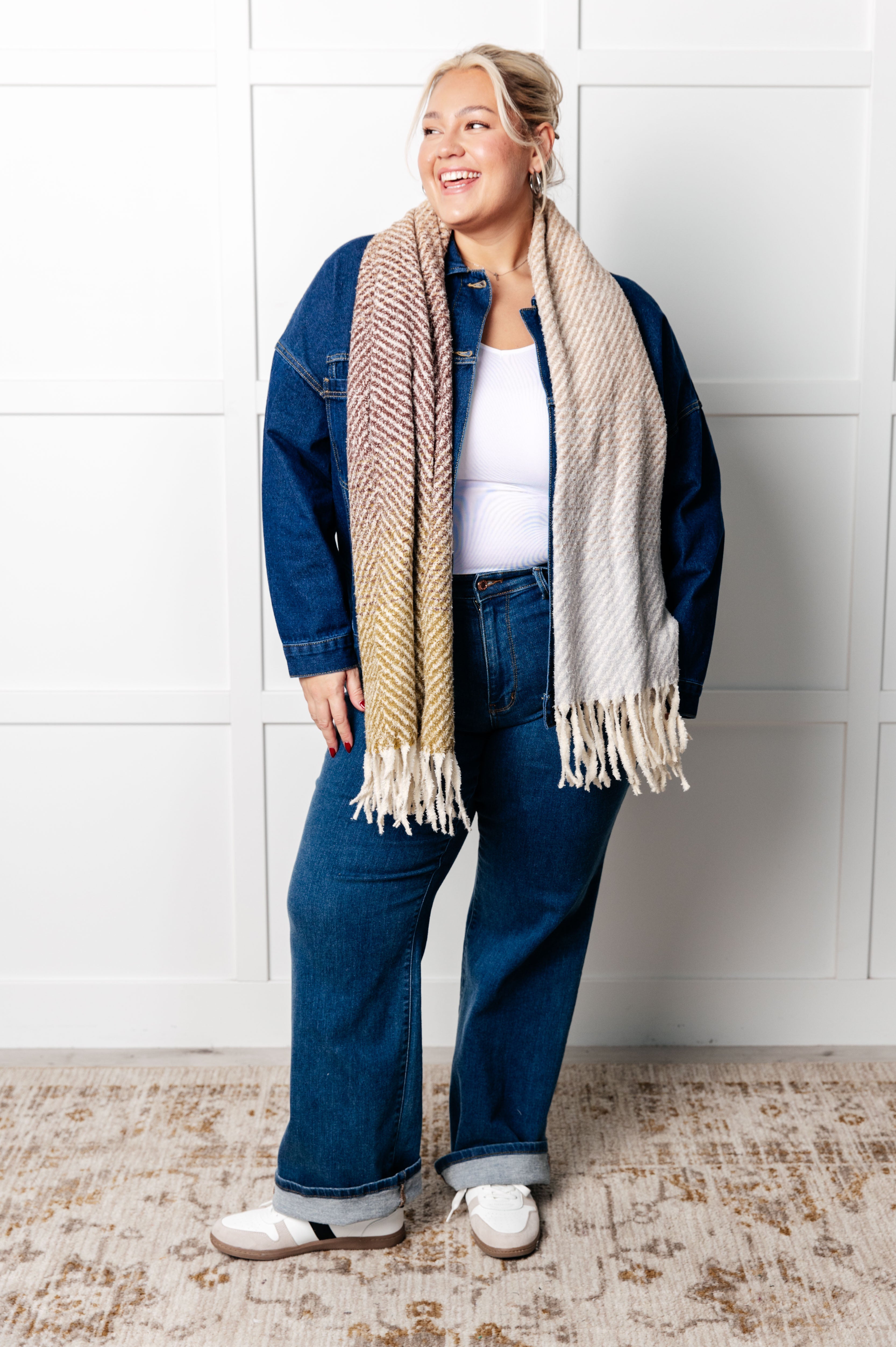 Cold Front Fringe Scarf in Blue and Green Accessories Ave Shops- Tilden Co.