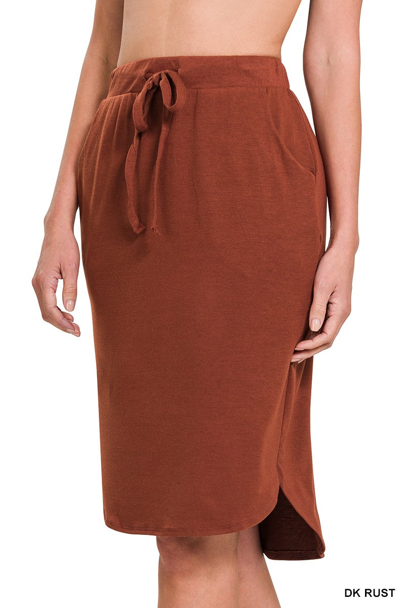Tulip Hem Skirt with Side Pockets Dark Rust / Small Dark Rust Small Skirts Zenana- Tilden Co.