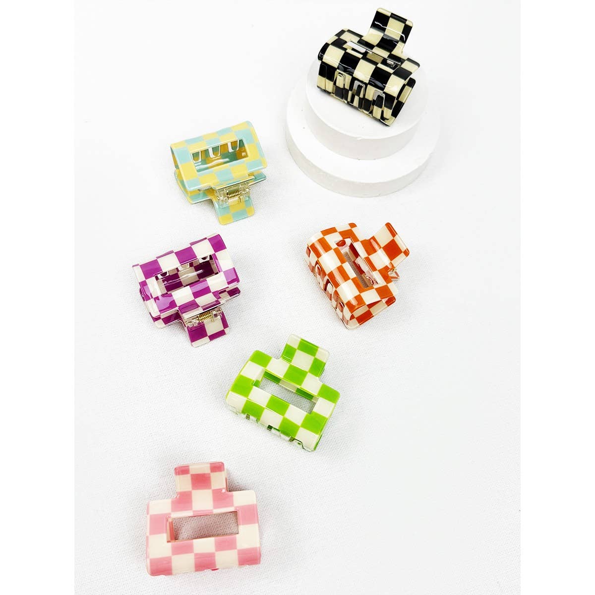 Colorful Checkered Medium Size Hair Claw Love and Repeat- Tilden Co.
