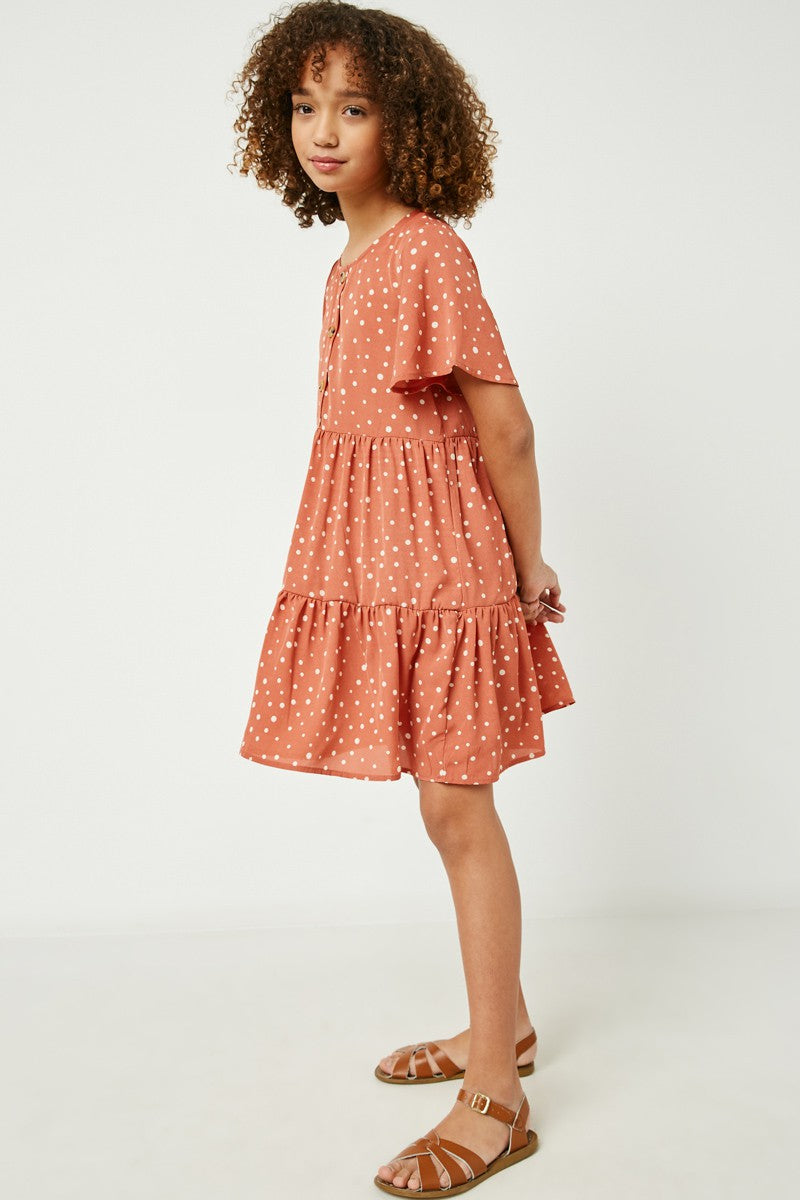 Girls Polka Dot Button Detail Mini Dress Girl's Dress Hayden LA- Tilden Co.