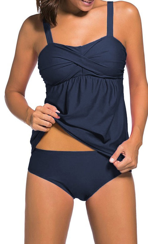 Navy Tankini Swim Top    Swimwear Sweet Lover Fashion- Tilden Co.