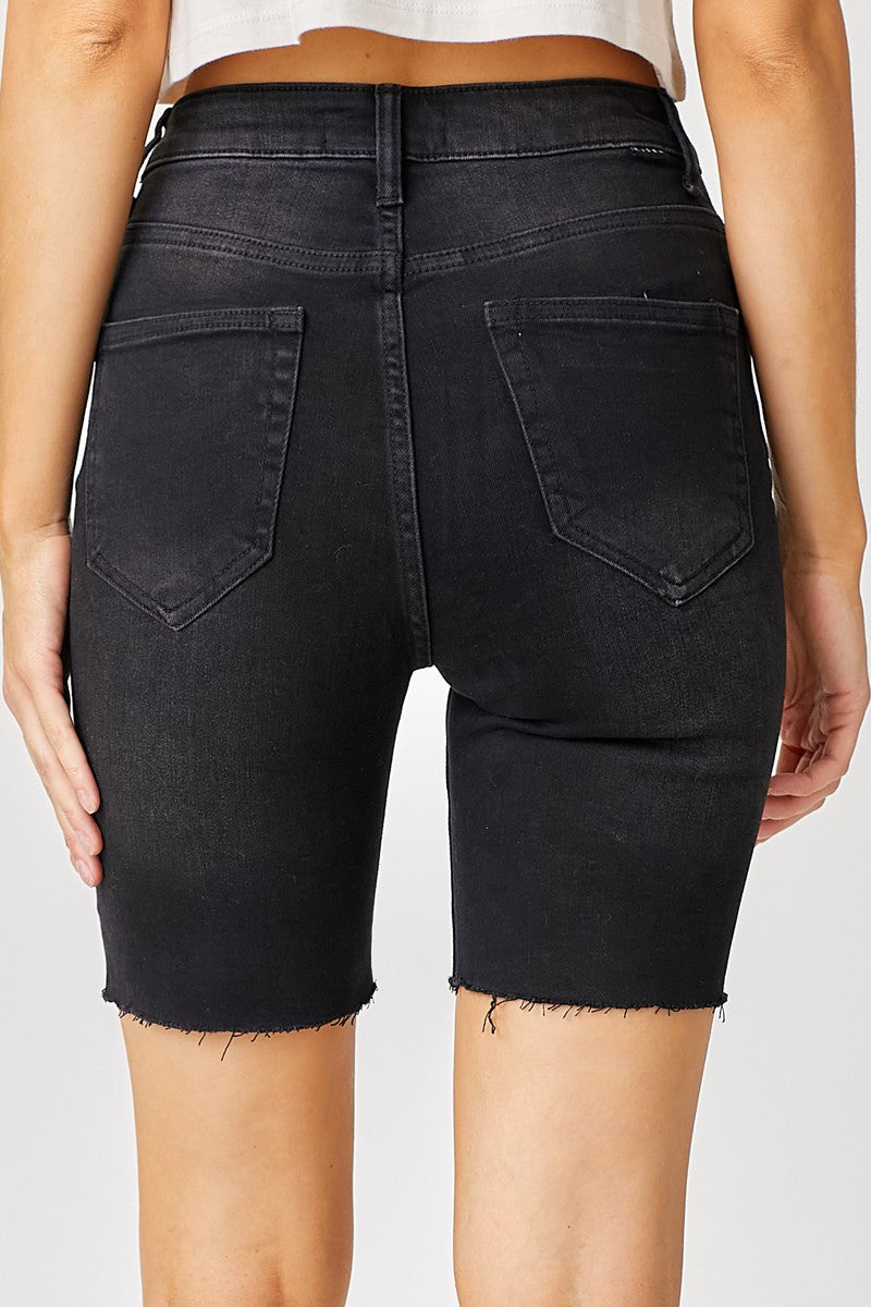 High Rise Mid Thigh Shorts Bermuda Shorts Risen Jeans- Tilden Co.