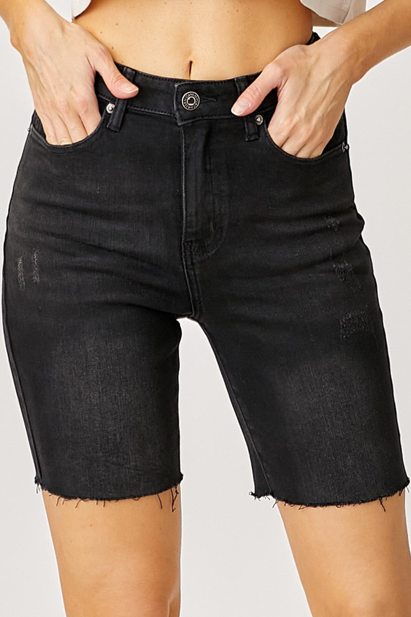 High Rise Mid Thigh Shorts Bermuda Shorts Risen Jeans- Tilden Co.