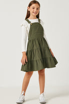 Girls Corduroy Tiered Overall Dress    Girl's Dress Hayden LA- Tilden Co.