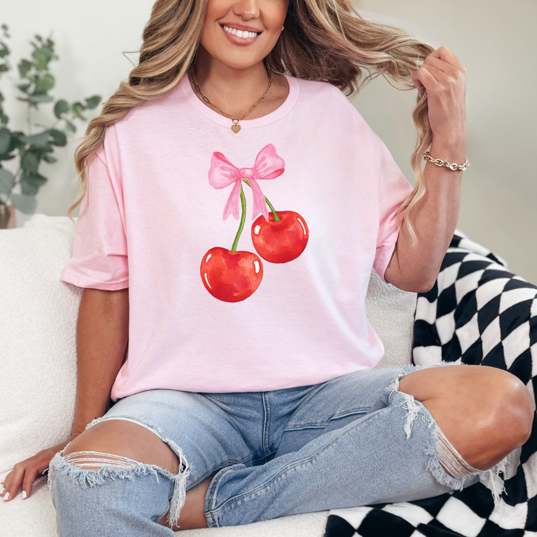 Cherry Bow Graphic Tee T-Shirt Ave Shops- Tilden Co.