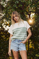 Sage Striped Dolman Knit Top Small Small Shirts & Tops in february- Tilden Co.