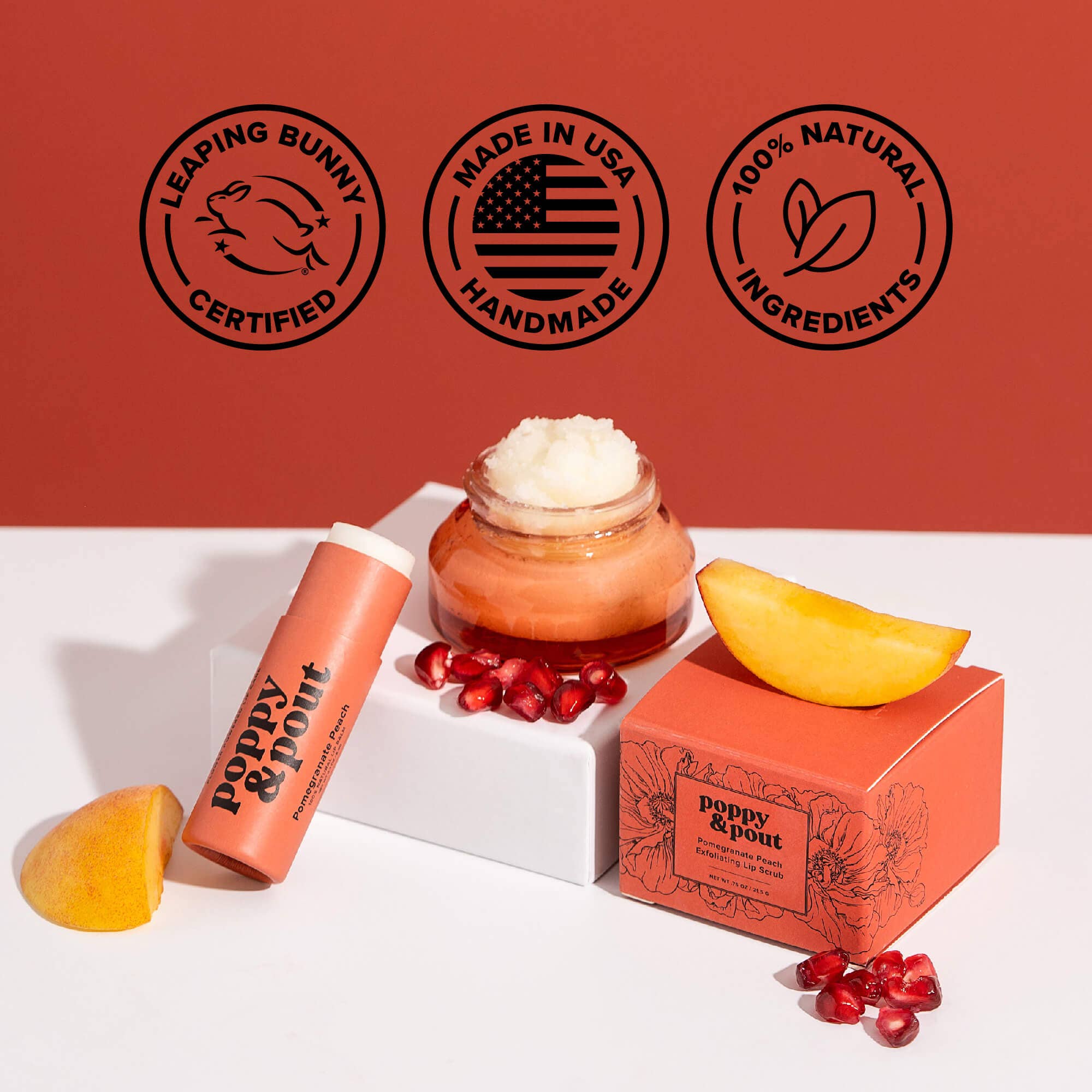 Lip Balm, Pomegranate Peach    lip balm Poppy & Pout- Tilden Co.