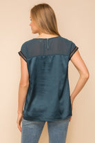 Chiffon Beaded Satin Tee Shirts & Tops Hem & Thread- Tilden Co.