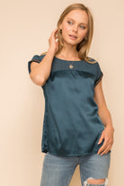 Chiffon Beaded Satin Tee Shirts & Tops Hem & Thread- Tilden Co.