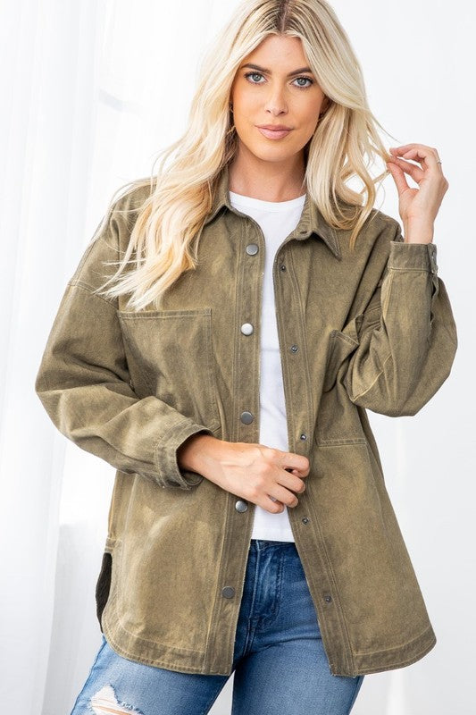 Buy KANZUL -FASHION PASSION Full Sleeve Solid Olive Green Denim Jacket for  Women & Girls at Amazon.in