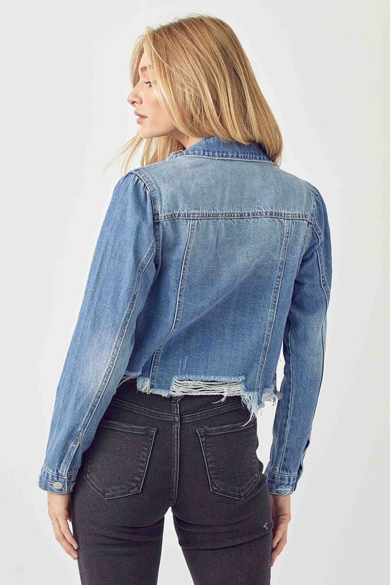 Shirring Sleeve Crop Jacket    Coats & Jackets Risen Jeans- Tilden Co.