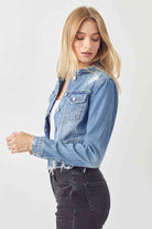 Shirring Sleeve Crop Jacket    Coats & Jackets Risen Jeans- Tilden Co.