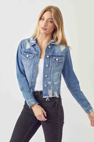 Shirring Sleeve Crop Jacket    Coats & Jackets Risen Jeans- Tilden Co.