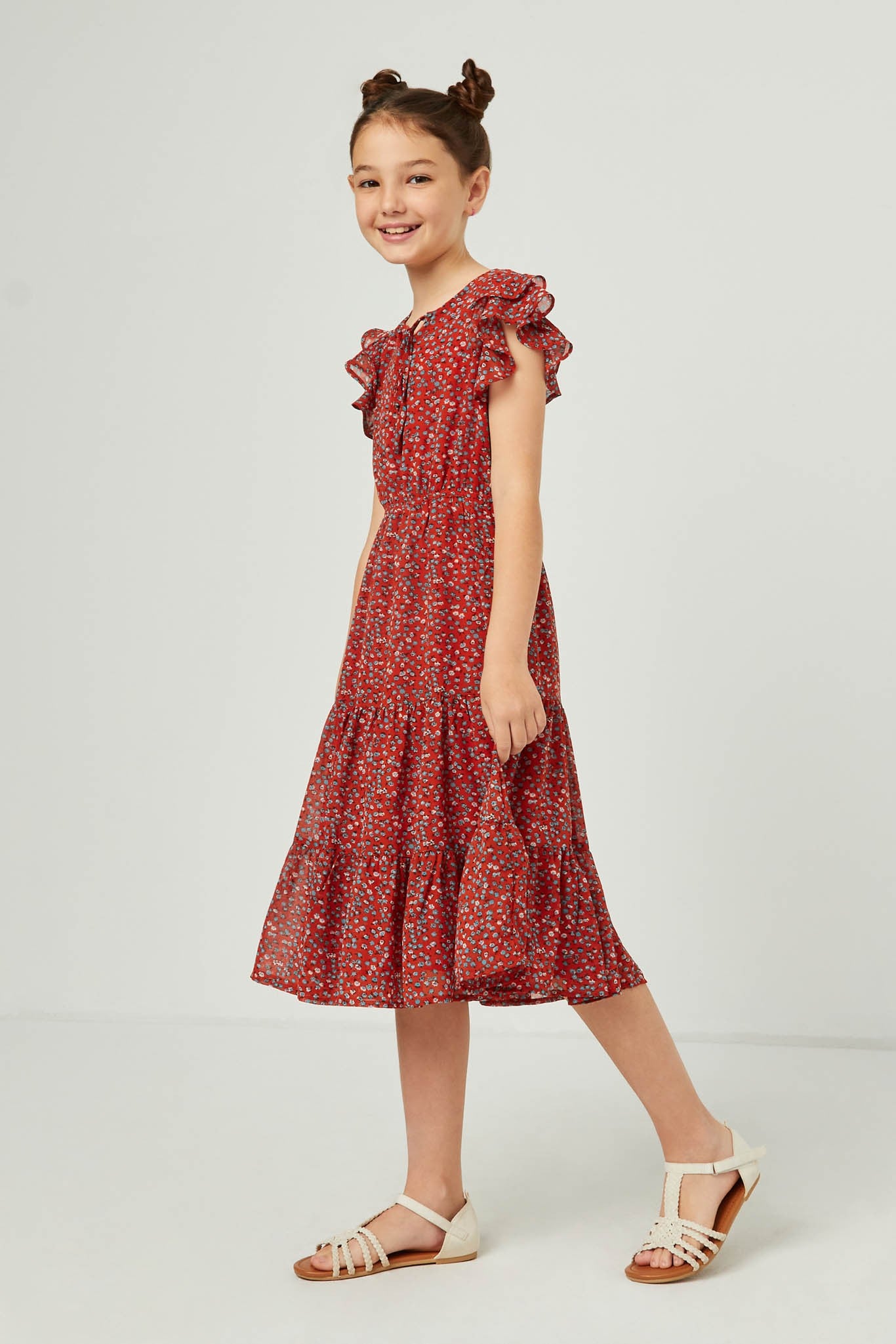 Girls Red Ditsy Floral Dress    Girl's Dress Hayden LA- Tilden Co.