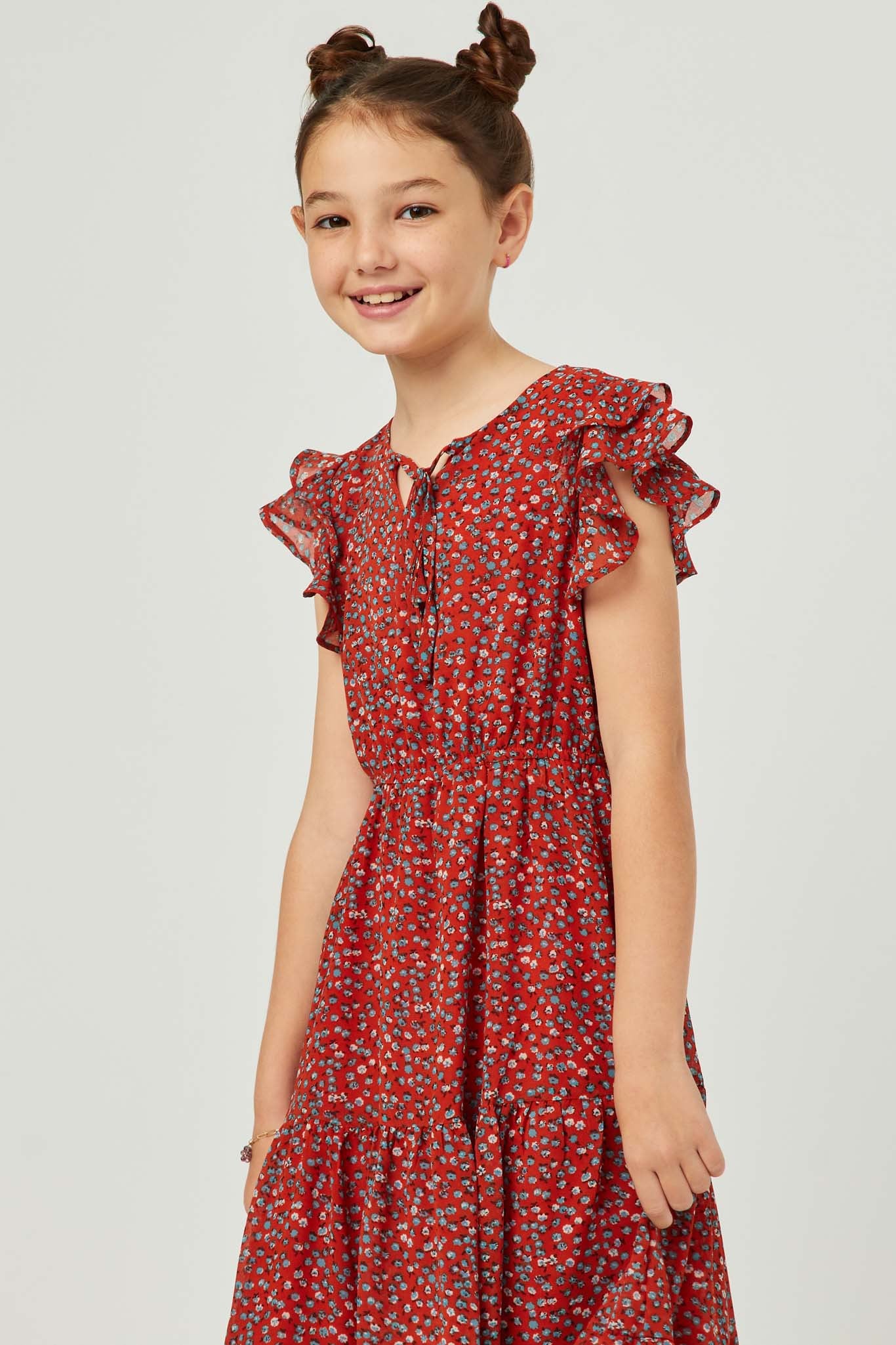 Girls Red Ditsy Floral Dress    Girl's Dress Hayden LA- Tilden Co.