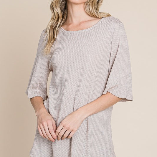 Wide Sleeve Loose Tunic- Final Sale Sand / Small Sand Small Shirts & Tops BomBom- Tilden Co.