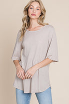 Wide Sleeve Loose Tunic- Final Sale Sand / Small Sand Small shirt BomBom- Tilden Co.