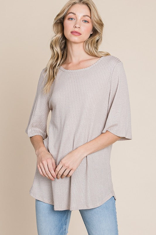 Wide Sleeve Loose Tunic- Final Sale Sand / Small Sand Small shirt BomBom- Tilden Co.