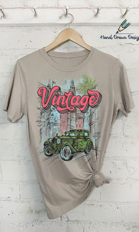 Vintage Hand Drawn Car Graphic Tee    T-Shirt Rustee Clothing- Tilden Co.