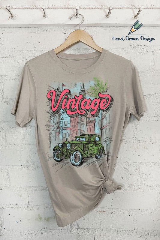 Vintage Hand Drawn Car Graphic Tee    T-Shirt Rustee Clothing- Tilden Co.
