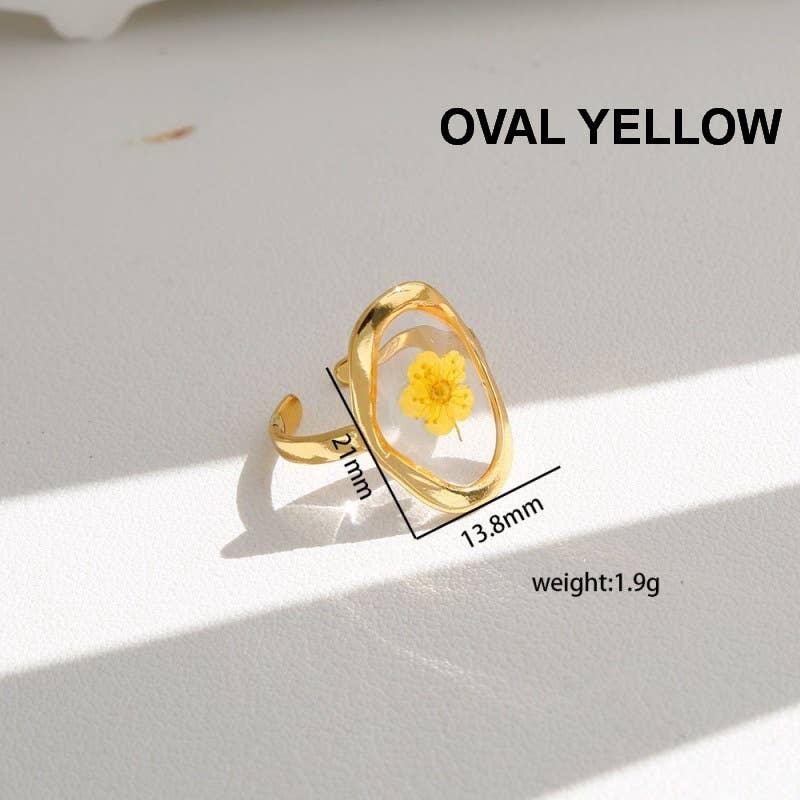18K Stainless Steel Pressed Flower Ring | 40R104 JOSSLYN by wall to wall- Tilden Co.