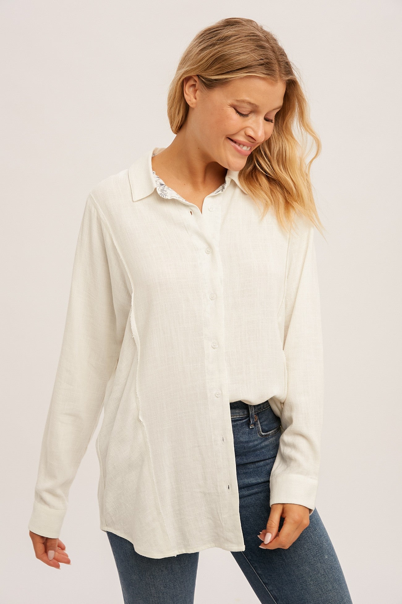 Button Down Oversized Tunic Shirt Shirts & Tops Hem & Thread- Tilden Co.