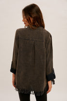 Gauze Drape Fringe Hem Cardigan Cardigan Hem & Thread- Tilden Co.