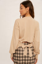 Back Tie Detailed Mocked Neck Sweater    Sweater Hem & Thread- Tilden Co.