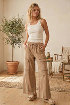Taupe Mineral Wash Cargo Pants Sewn and Seen- Tilden Co.
