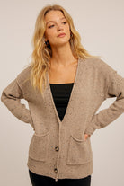 Button Down Textured Thread Cardigan    Sweater Hem & Thread- Tilden Co.