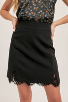 Black Lace Slip Hem Skirt knee length skirt Hem & Thread- Tilden Co.