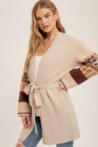 Aztec Belted Sweater Cardigan    Coat Hem & Thread- Tilden Co.