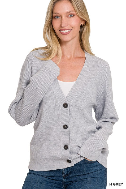 Sweater Cardigan Heather Grey / Small Heather Grey Small Cardigan Zenana- Tilden Co.