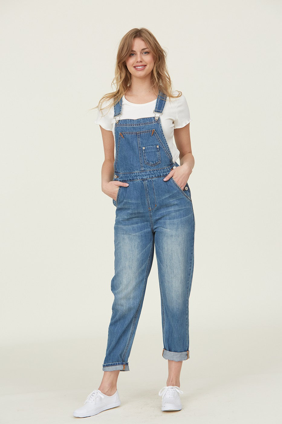 The Easy Does It Denim Overalls jeans Tea n Rose- Tilden Co.