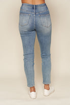 Stretch High Rise Ankle Girlfriend Jeans    Jeans Tea n Rose- Tilden Co.