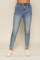 Stretch High Rise Ankle Girlfriend Jeans    Pants Tea n Rose- Tilden Co.