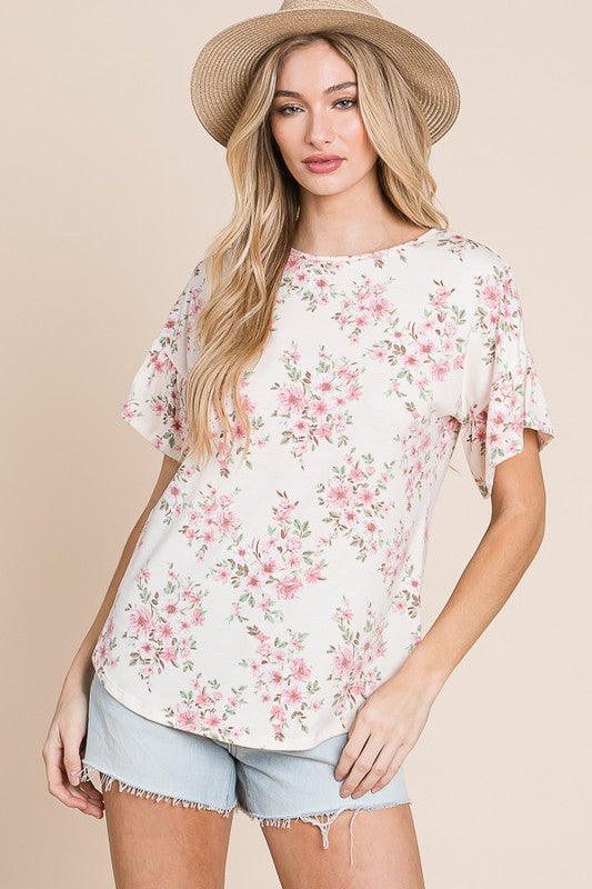 Criss Cross Floral Top    Shirts & Tops BomBom- Tilden Co.