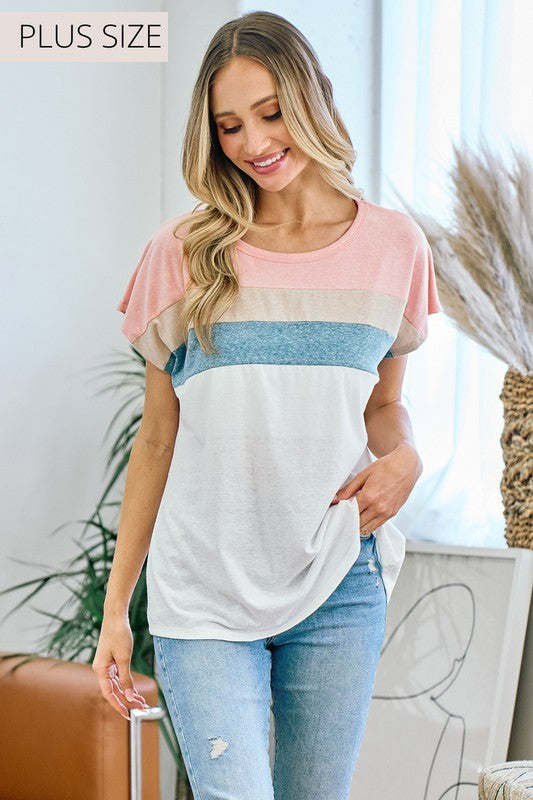 Happy Thoughts Color Block Top    Shirts & Tops Lovely Melody- Tilden Co.