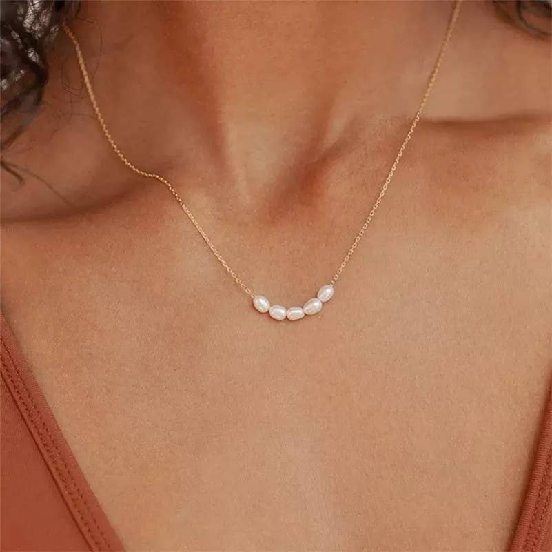 STAINLESS STEEL NON-TARNISH PEARL NECKLACE | 40NK9692 necklace JOSSLYN by wall to wall- Tilden Co.