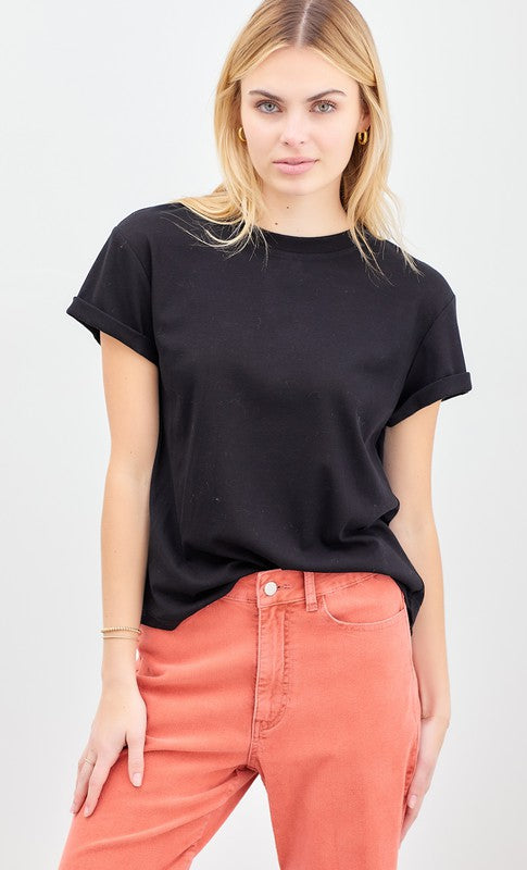 Jane Simple Short Sleeve T-Shirt- Final Sale Black / Small Black Small shirt Polagram- Tilden Co.
