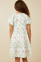 Girls Textured Floral Button Detail Dress    Girl's Dress Hayden LA- Tilden Co.