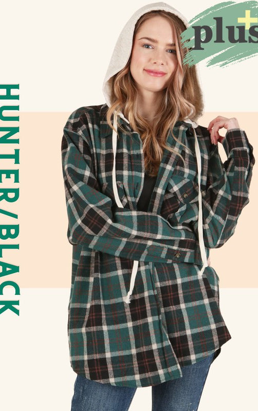 Hunter Plaid Hoodie (Plus Size)    Shirts & Tops P.S. Kate- Tilden Co.